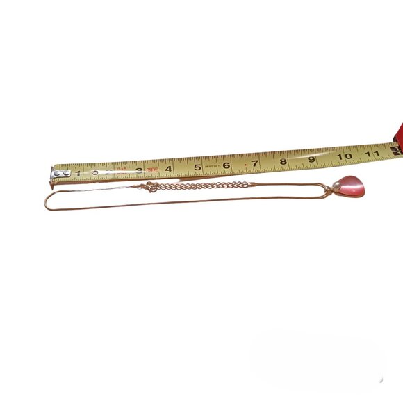 Cats Eye Pink Stone Silver Toned Chocker Necklace - Picture 8 of 8